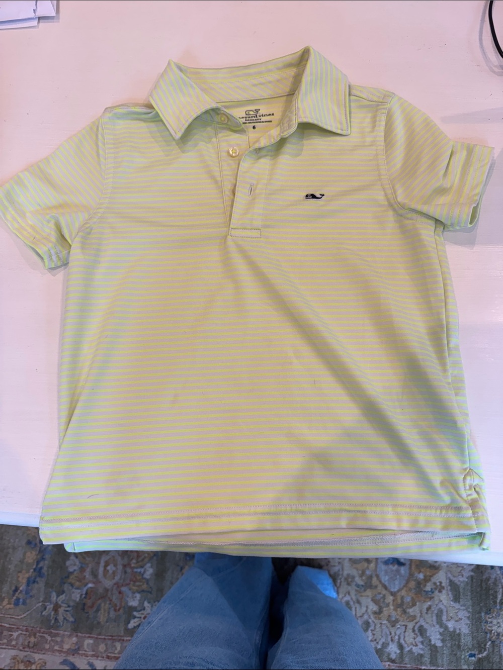 Vineyard Vines Boys' Neon Yellow & Gray Sankaty Striped Polo Shirt